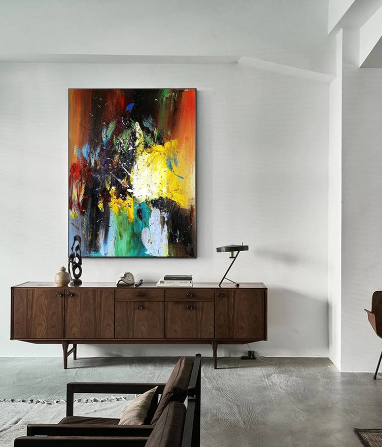 Brown Knife Abstract Canvas Artwork 2TAVK wall art